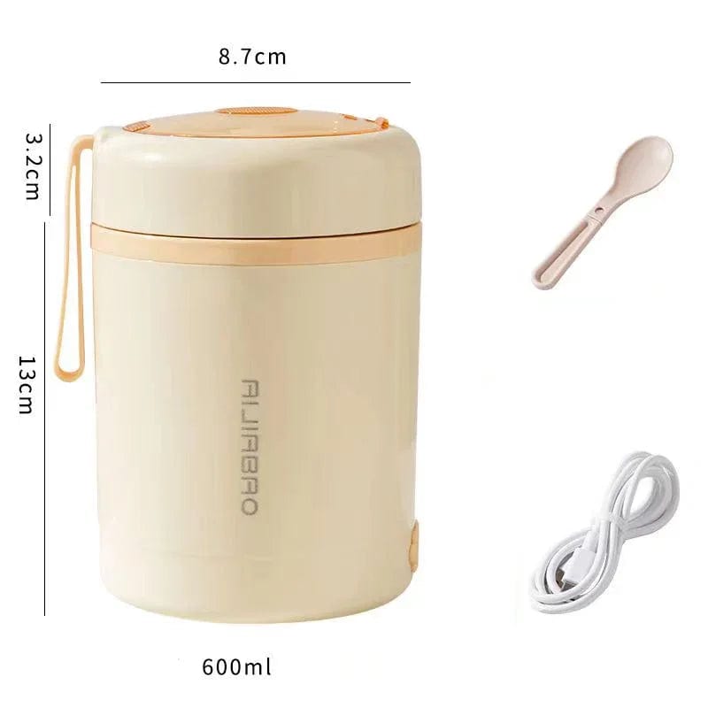 600ML USB Electric Heating Lunch Box Portable Picnic Milk Drink Food Heater Stainless Steel Food Warmer Container 5V 12V 24V - SHOWLU FASHION STORE