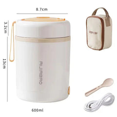 600ML USB Electric Heating Lunch Box Portable Picnic Milk Drink Food Heater Stainless Steel Food Warmer Container 5V 12V 24V - SHOWLU FASHION STORE