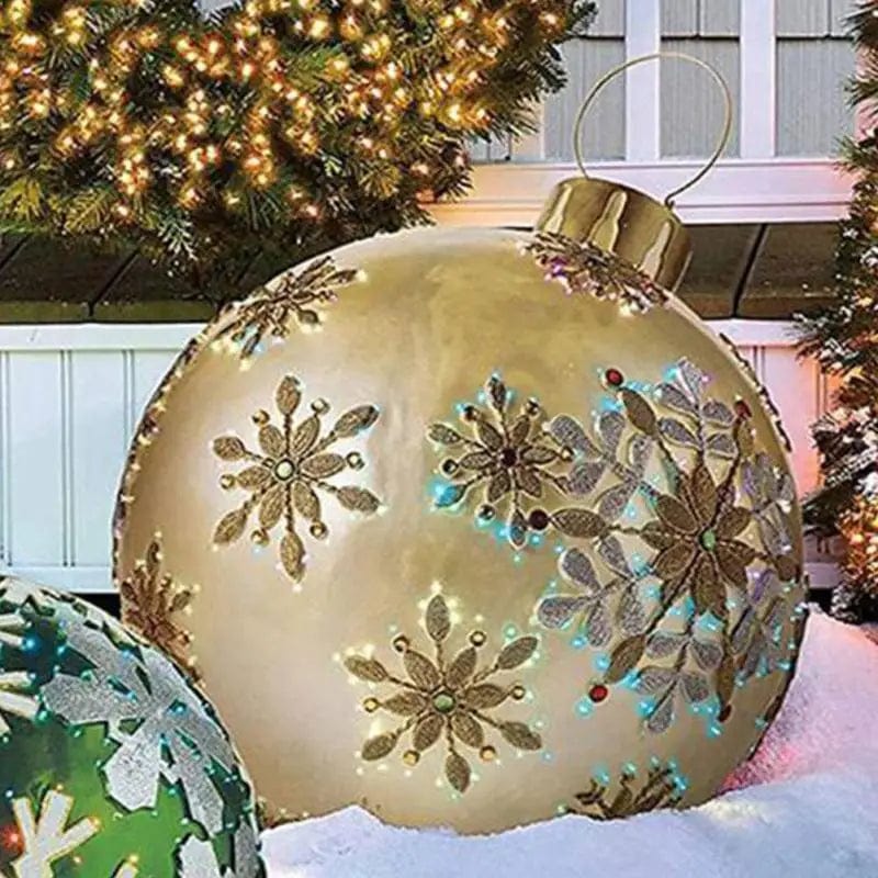 60cm Outdoor Christmas Inflatable Decorated Ball PVC Giant Big Large Balls Xmas Tree Decorations Toy Ball Without Light Ornament - SHOWLU FASHION STORE