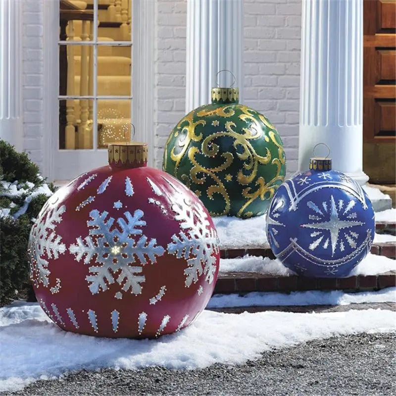 60cm Outdoor Christmas Inflatable Decorated Ball PVC Giant Big Large Balls Xmas Tree Decorations Toy Ball Without Light Ornament - SHOWLU FASHION STORE