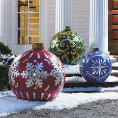 60cm Outdoor Christmas Inflatable Decorated Ball PVC Giant Big Large Balls Xmas Tree Decorations Toy Ball Without Light Ornament - SHOWLU FASHION STORE