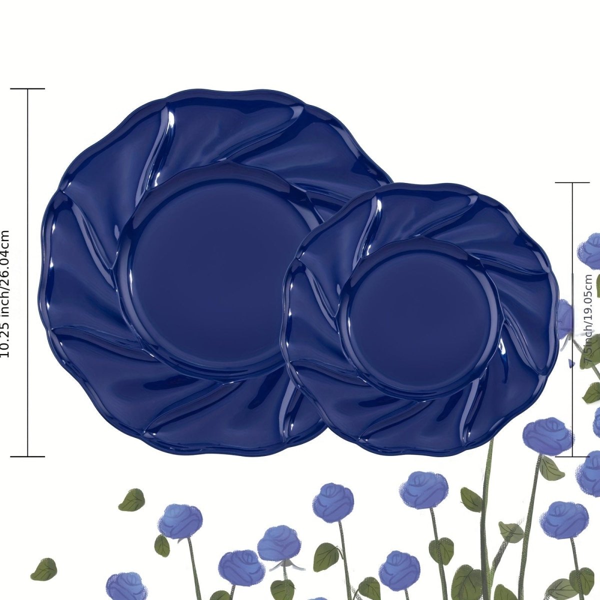 60PCS Blue Plastic Plates - Disposable Blue Party Plates Includes 30PCS Blue Dinner Plates, 30PCS Blue Dessert Plates Perfect for Wedding & Party - SHOWLU FASHION STORE