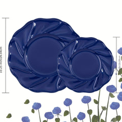 60PCS Blue Plastic Plates - Disposable Blue Party Plates Includes 30PCS Blue Dinner Plates, 30PCS Blue Dessert Plates Perfect for Wedding & Party - SHOWLU FASHION STORE