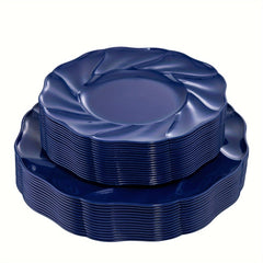 60PCS Blue Plastic Plates - Disposable Blue Party Plates Includes 30PCS Blue Dinner Plates, 30PCS Blue Dessert Plates Perfect for Wedding & Party - SHOWLU FASHION STORE