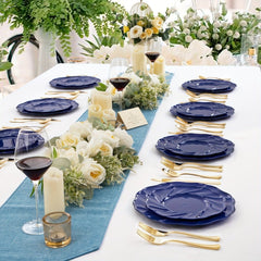 60PCS Blue Plastic Plates - Disposable Blue Party Plates Includes 30PCS Blue Dinner Plates, 30PCS Blue Dessert Plates Perfect for Wedding & Party - SHOWLU FASHION STORE