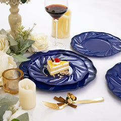 60PCS Blue Plastic Plates - Disposable Blue Party Plates Includes 30PCS Blue Dinner Plates, 30PCS Blue Dessert Plates Perfect for Wedding & Party - SHOWLU FASHION STORE