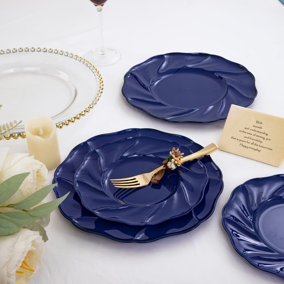 60PCS Blue Plastic Plates - Disposable Blue Party Plates Includes 30PCS Blue Dinner Plates, 30PCS Blue Dessert Plates Perfect for Wedding & Party - SHOWLU FASHION STORE