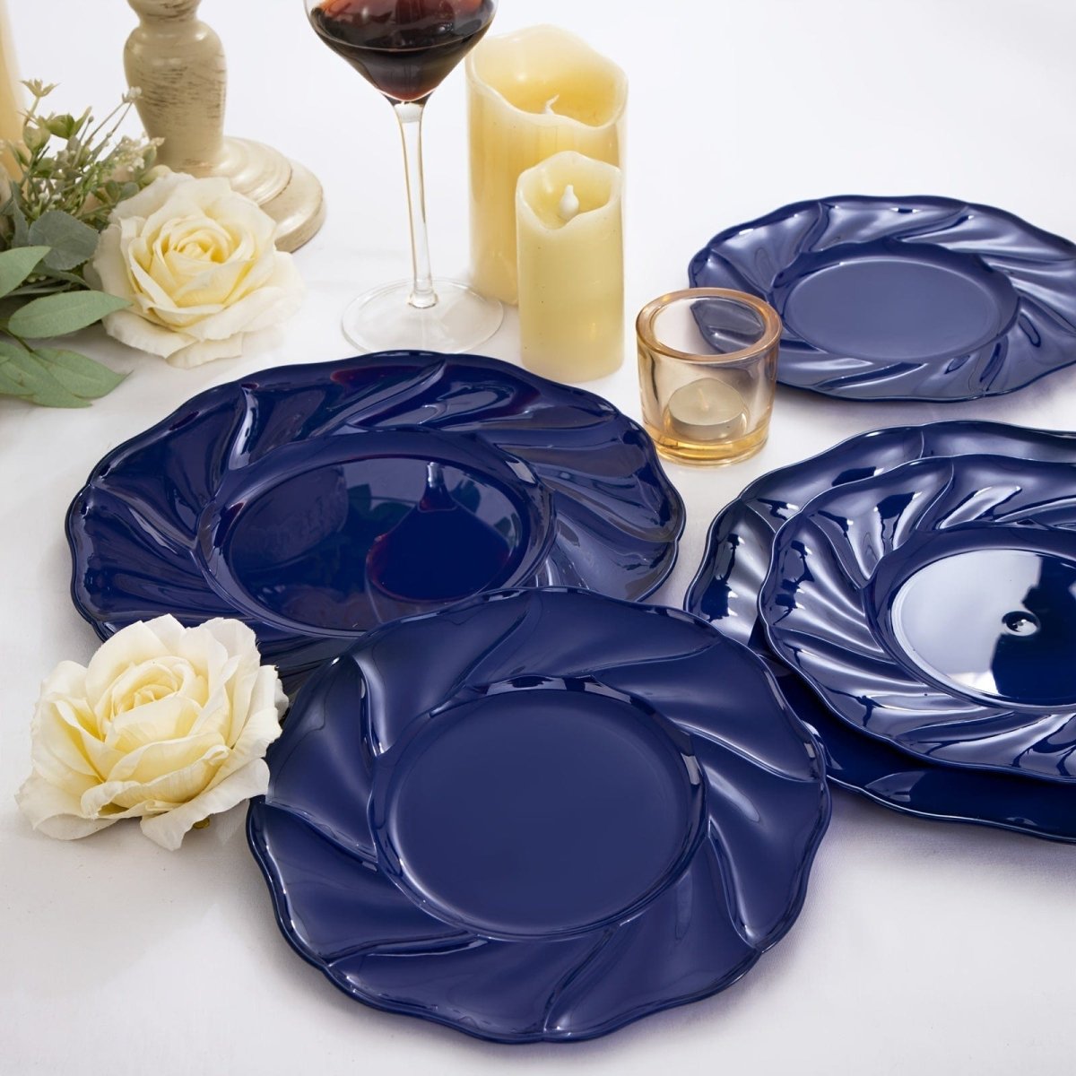 60PCS Blue Plastic Plates - Disposable Blue Party Plates Includes 30PCS Blue Dinner Plates, 30PCS Blue Dessert Plates Perfect for Wedding & Party - SHOWLU FASHION STORE