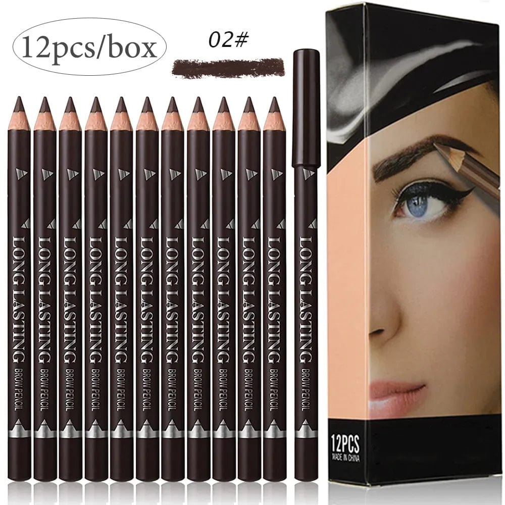 6/12Pcs Eye Brow Pencil Waterproof Professional Women Eye Makeup Pen Easy Color Natural Black Brown Cosmetic Beauty Eyebrow Tool - SHOWLU FASHION STORE