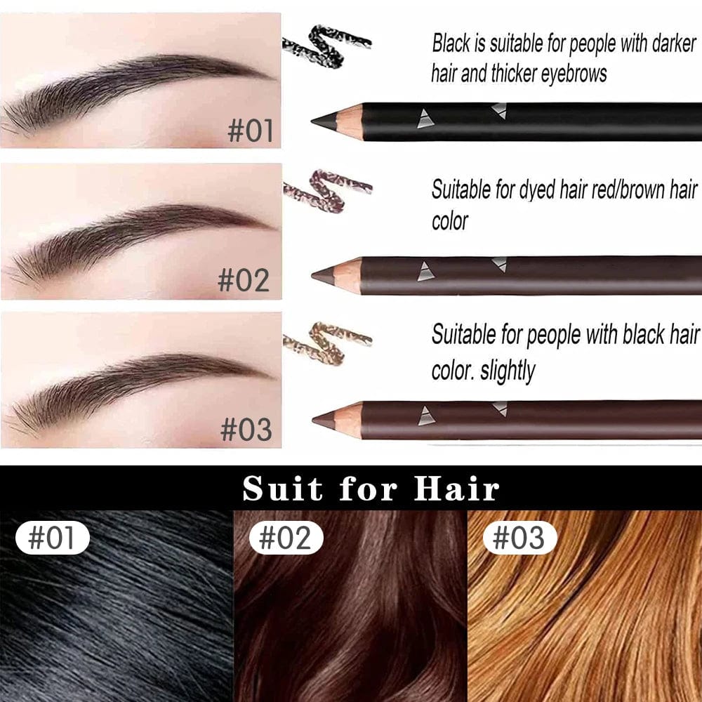 6/12Pcs Eye Brow Pencil Waterproof Professional Women Eye Makeup Pen Easy Color Natural Black Brown Cosmetic Beauty Eyebrow Tool - SHOWLU FASHION STORE