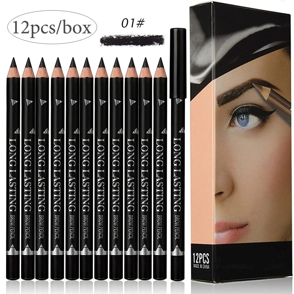 6/12Pcs Eye Brow Pencil Waterproof Professional Women Eye Makeup Pen Easy Color Natural Black Brown Cosmetic Beauty Eyebrow Tool - SHOWLU FASHION STORE