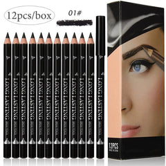 6/12Pcs Eye Brow Pencil Waterproof Professional Women Eye Makeup Pen Easy Color Natural Black Brown Cosmetic Beauty Eyebrow Tool - SHOWLU FASHION STORE