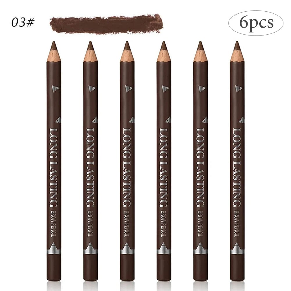 6/12Pcs Eye Brow Pencil Waterproof Professional Women Eye Makeup Pen Easy Color Natural Black Brown Cosmetic Beauty Eyebrow Tool - SHOWLU FASHION STORE