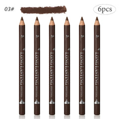 6/12Pcs Eye Brow Pencil Waterproof Professional Women Eye Makeup Pen Easy Color Natural Black Brown Cosmetic Beauty Eyebrow Tool - SHOWLU FASHION STORE