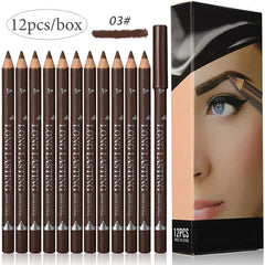 6/12Pcs Eye Brow Pencil Waterproof Professional Women Eye Makeup Pen Easy Color Natural Black Brown Cosmetic Beauty Eyebrow Tool - SHOWLU FASHION STORE