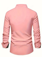 Men's Casual Floral Print Long Sleeve Shirt - Comfortable Polyester, Maroon with Black and White Detailing, Button-Up Collared Style for Fall/Winter SHOWLU FASHION STORE
