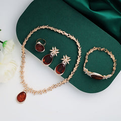A Set of 4 Vibrant And Trendy Beaded Jewelry Pieces with Unique Designs, Featuring Golden Plating, Perfect for Bridal Parties And Women'S Accessories. SHOWLU FASHION STORE
