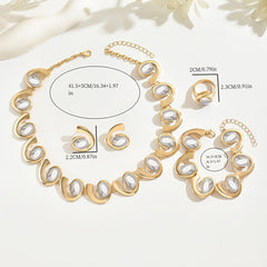 4pcs Women'S Spiral Faceted Mosaic Acrylic Ellipse Choker Necklace Bracelet Ring Earrings Set - Luxurious and Elegant Jewelry Set for Daily and Music Festival Occasions - Style: Vacation, Simple - Main Material: Zinc Alloy - SHOWLU FASHION STORE