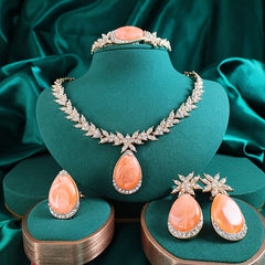 A Set of 4 Vibrant And Trendy Beaded Jewelry Pieces with Unique Designs, Featuring Golden Plating, Perfect for Bridal Parties And Women'S Accessories. SHOWLU FASHION STORE