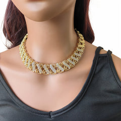 Elegant Jewelry Set for Women, Rhinestone Necklace, Earrings, Bracelet, and Ring Combo, Zinc Alloy Party Accessories, Versatile for Daily Wear, Weddings, and Celebrations SHOWLU FASHION STORE