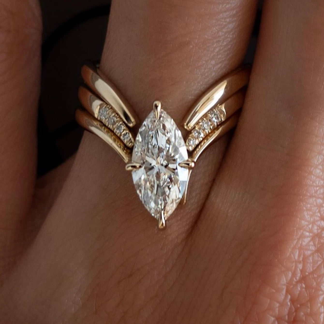 LIN NA 3pcs S925 Simple Ins Style Inlay 6*12mm 2CT Marquise Shaped Moissanite Ring Personality and Fashion SHOWLU FASHION STORE