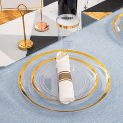840pcs Gold Plastic Dinnerware set Include Wrapped Plastic Gold Silverware, Clear and Gold Plastic Plates, Disposable Cutlery Clear Plates with Gold Trim for Parties, Birthday Gifts 120Guests - SHOWLU FASHION STORE