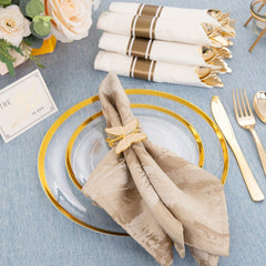 840pcs Gold Plastic Dinnerware set Include Wrapped Plastic Gold Silverware, Clear and Gold Plastic Plates, Disposable Cutlery Clear Plates with Gold Trim for Parties, Birthday Gifts 120Guests - SHOWLU FASHION STORE