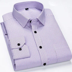 8XL 7XL 6XL Plus Size Men Long Sleeved Shirt Mens Business Casual Slim Fit Shirts Men Striped Dress Work Social Dress Shirt - SHOWLU FASHION STORE