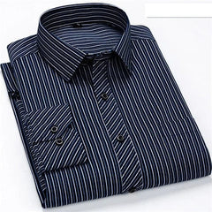8XL 7XL 6XL Plus Size Men Long Sleeved Shirt Mens Business Casual Slim Fit Shirts Men Striped Dress Work Social Dress Shirt - SHOWLU FASHION STORE