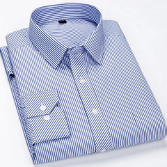 8XL 7XL 6XL Plus Size Men Long Sleeved Shirt Mens Business Casual Slim Fit Shirts Men Striped Dress Work Social Dress Shirt - SHOWLU FASHION STORE