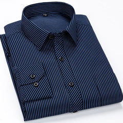 8XL 7XL 6XL Plus Size Men Long Sleeved Shirt Mens Business Casual Slim Fit Shirts Men Striped Dress Work Social Dress Shirt - SHOWLU FASHION STORE