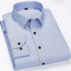 8XL 7XL 6XL Plus Size Men Long Sleeved Shirt Mens Business Casual Slim Fit Shirts Men Striped Dress Work Social Dress Shirt - SHOWLU FASHION STORE