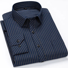 8XL 7XL 6XL Plus Size Men Long Sleeved Shirt Mens Business Casual Slim Fit Shirts Men Striped Dress Work Social Dress Shirt - SHOWLU FASHION STORE