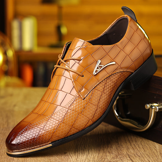 Comfortable 1 Pair Men's Formal Solid Color Pointed Toe Low Top Lace-Up Oxfords for Outdoor, Wedding, Daily Casual Wear
