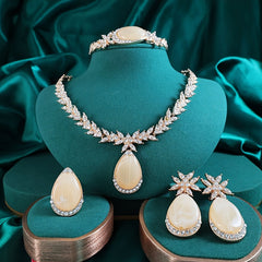 A Set of 4 Vibrant And Trendy Beaded Jewelry Pieces with Unique Designs, Featuring Golden Plating, Perfect for Bridal Parties And Women'S Accessories. SHOWLU FASHION STORE