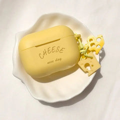 Airpodspro2 Protective Case Niche Three Generations 3 Second Generation Silicone Soft Case for Apple Wireless Headset Protective Case Solid Color Ins Style Trendy Cute Cheese AirPods Cute Minimalist IPod - SHOWLU FASHION STORE