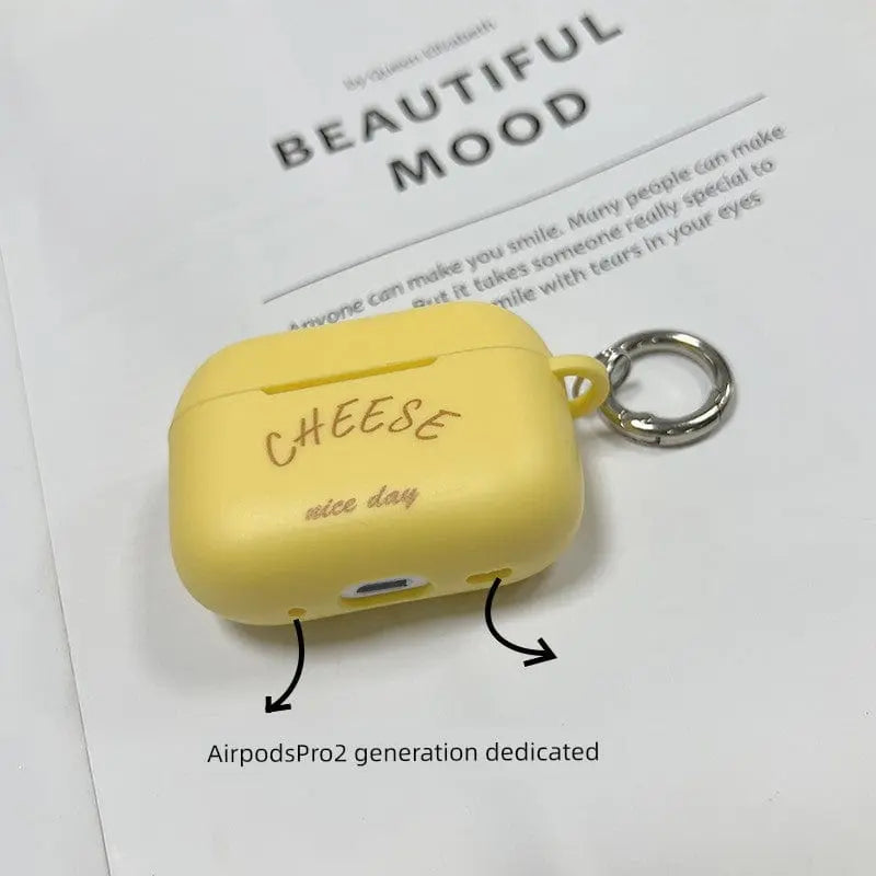 Airpodspro2 Protective Case Niche Three Generations 3 Second Generation Silicone Soft Case for Apple Wireless Headset Protective Case Solid Color Ins Style Trendy Cute Cheese AirPods Cute Minimalist IPod - SHOWLU FASHION STORE