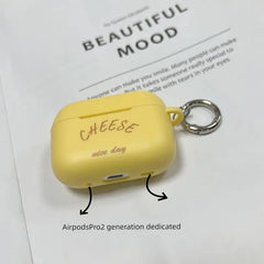 Airpodspro2 Protective Case Niche Three Generations 3 Second Generation Silicone Soft Case for Apple Wireless Headset Protective Case Solid Color Ins Style Trendy Cute Cheese AirPods Cute Minimalist IPod - SHOWLU FASHION STORE