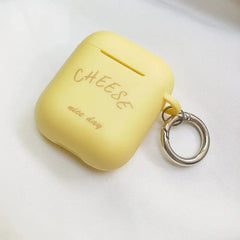 Airpodspro2 Protective Case Niche Three Generations 3 Second Generation Silicone Soft Case for Apple Wireless Headset Protective Case Solid Color Ins Style Trendy Cute Cheese AirPods Cute Minimalist IPod - SHOWLU FASHION STORE