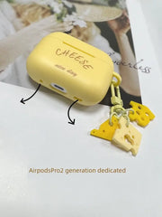 Airpodspro2 Protective Case Niche Three Generations 3 Second Generation Silicone Soft Case for Apple Wireless Headset Protective Case Solid Color Ins Style Trendy Cute Cheese AirPods Cute Minimalist IPod - SHOWLU FASHION STORE