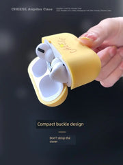 Airpodspro2 Protective Case Niche Three Generations 3 Second Generation Silicone Soft Case for Apple Wireless Headset Protective Case Solid Color Ins Style Trendy Cute Cheese AirPods Cute Minimalist IPod - SHOWLU FASHION STORE