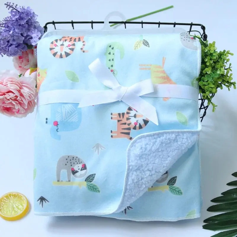 Showlu Fashion Store 0 M Baby Blankets New Thicken Double Layer Coral Fleece Infant Swaddle Bebe Envelope Wrap Owl Printed Newborn Baby Bedding Blanket