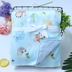 Showlu Fashion Store 0 M Baby Blankets New Thicken Double Layer Coral Fleece Infant Swaddle Bebe Envelope Wrap Owl Printed Newborn Baby Bedding Blanket