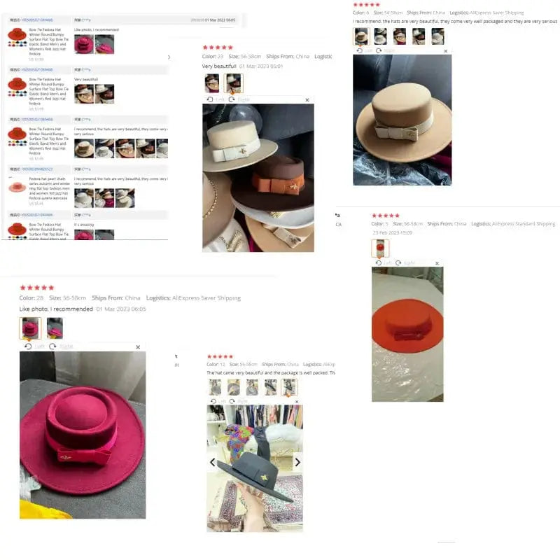 Bow Tie Fedora Hat Winter Round Bumpy Surface Flat Top Bow Tie Elastic Band Men's and Women's Red Jazz Hat Fedora - SHOWLU FASHION STORE