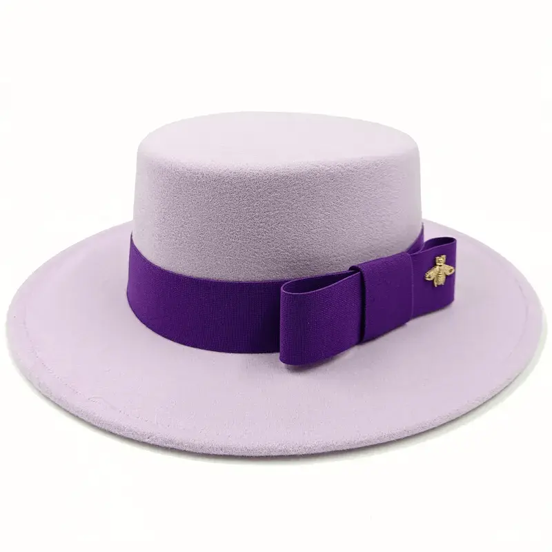 Bow Tie Fedora Hat Winter Round Bumpy Surface Flat Top Bow Tie Elastic Band Men's and Women's Red Jazz Hat Fedora - SHOWLU FASHION STORE