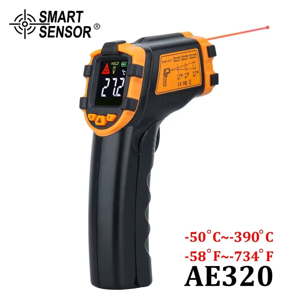 Showlu Fashion Store 0 Digital Infrared Thermometer Laser Temperature Meter Non-contact Pyrometer Imager Hygrometer IR Termometro Color LCD Light Alarm