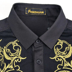 Showlu Fashion Store 50011123 Fanzhuan plus Size Men's Long Sleeve Vintage Court Style Embroidered Clothes