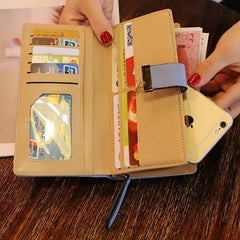 Showlu Fashion Store 0 Fashion PU Leather Wallet Purse Women Long Wallet Gold Hollow Leaves Pouch Handbag For Women Coin Purse Card Holders Clutch