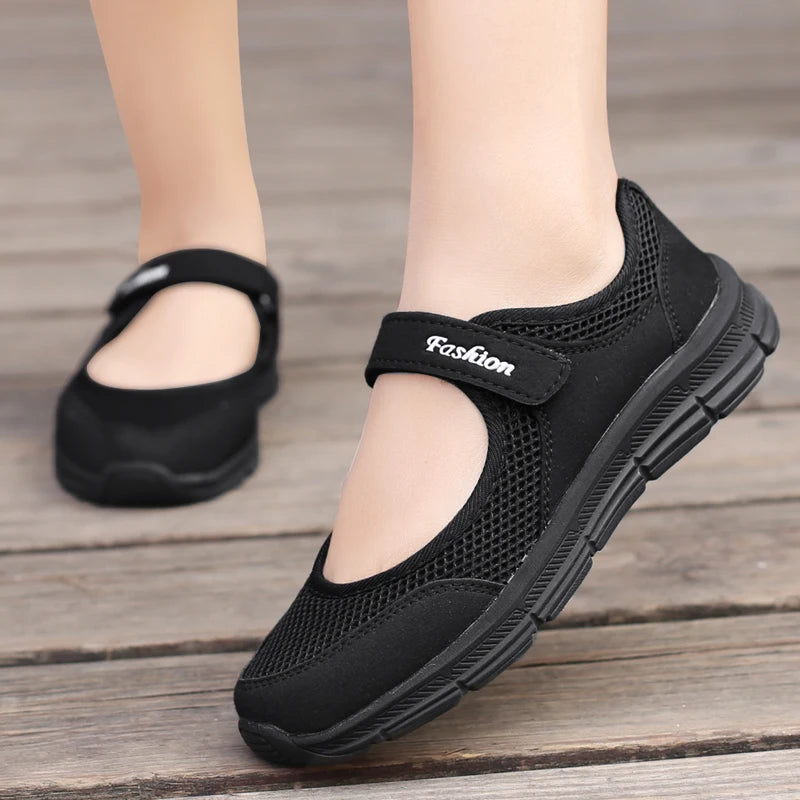 Summer Women Casual Shoes Soft Portable Sneakers Walking Shoes Flat Soles for Women Breathable Slip on White Shoes SHOWLU FASHION STORE