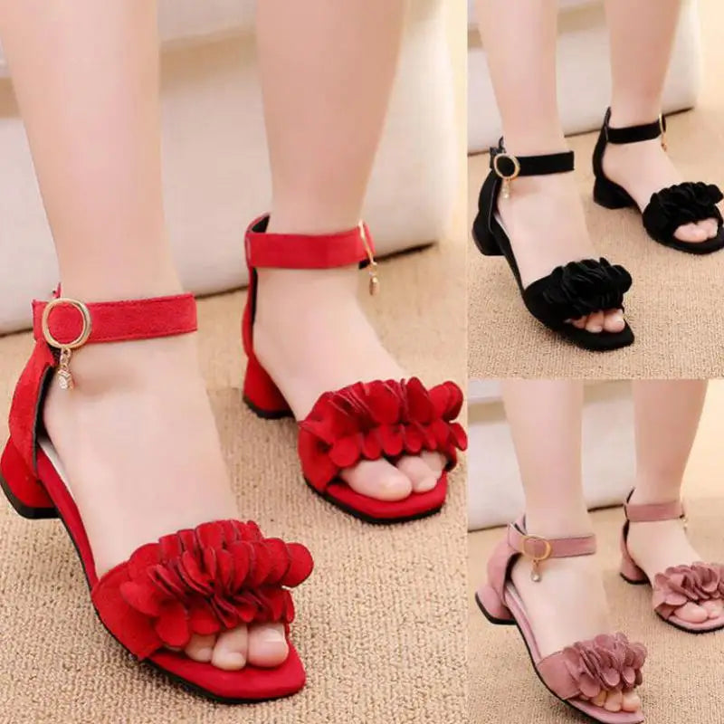 Summer Kids Leather Shoes Girls Wedding Dress Shoes Children Princess Flower Sandals For Girls Casual Dance Shoes Flat Sandals SHOWLU FASHION STORE